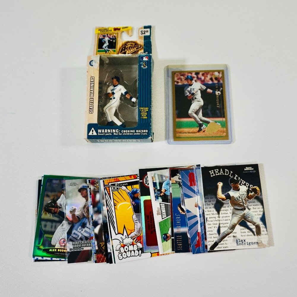(25x) Alex Rodriguez Baseball Cards Insert Lot w/ Action Flat Figure & Card